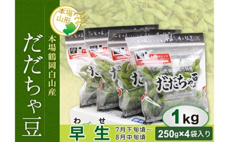 《先行予約 2025年度発送》 鶴岡白山産 だだちゃ豆(早生) 1kg 豆類 豆 野菜 食品 山形県 FSY-0142