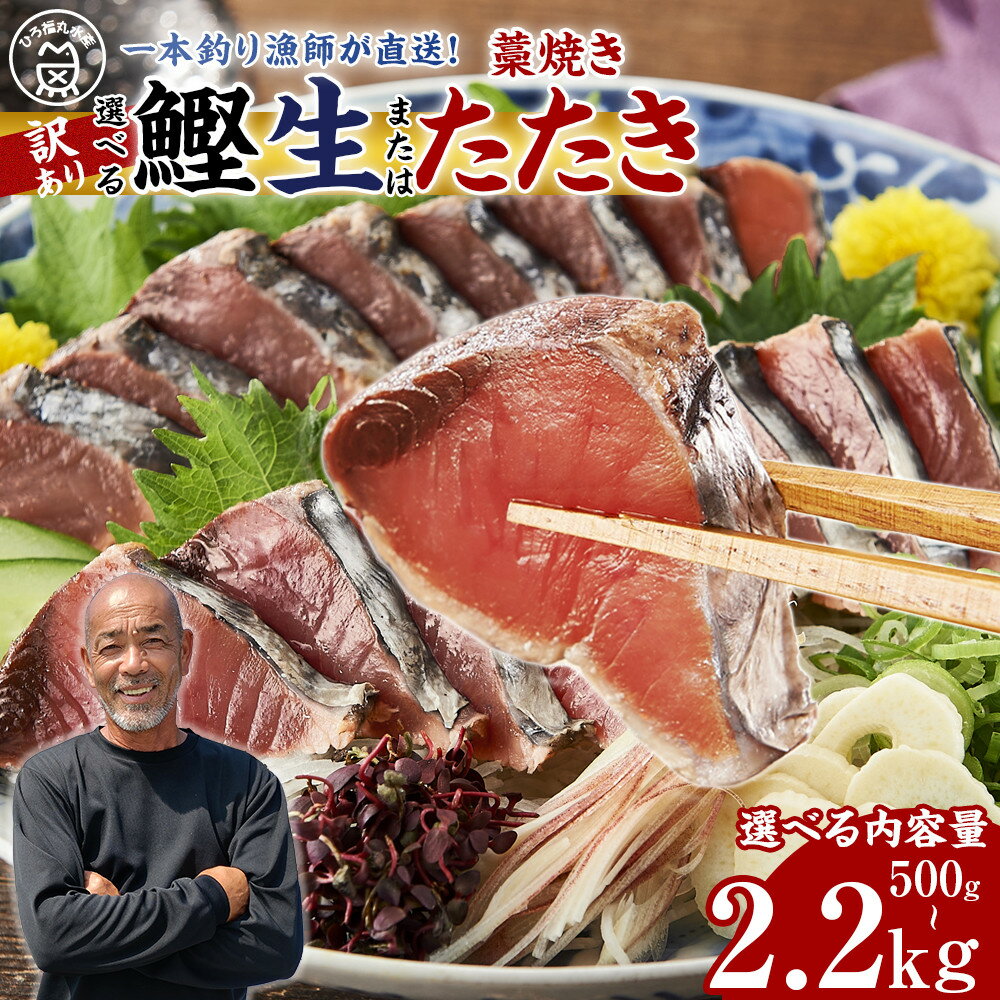 【ふるさと納税】［選べる］ 藁焼きたたき or 生かつお 訳あり 500g・1kg・2.2kg［かつお一本釣り 漁師直送 規格外 訳アリ ］ | 訳あり かつおのたたき カツオのたたき 500g 1kg 2.2kg 藁焼き 海鮮 規格外 不揃い 鰹 人気 鰹のたたき 冷凍 食品 早い お試し 刺身 小分け