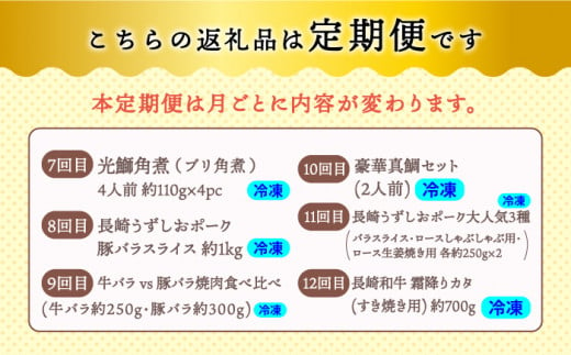 【12回定期便】お肉と海の幸～見つけた！西海の宝物定期便～ [CZZ022]