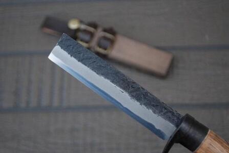 土佐鍛 MINI[腰鉈]110【細工型】[土佐オリジナル白鋼/樫オイルステンチェッカー柄]