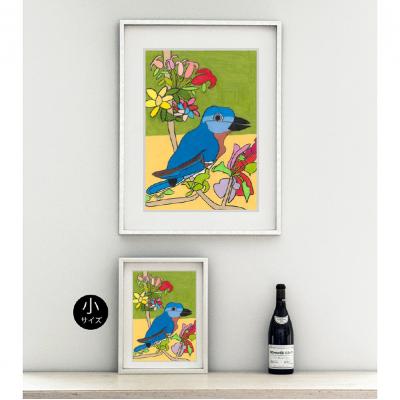 ふるさと納税 渋谷区 アート作品「りんごの花とルリビタキ」(小) 【169008】 |  | 01