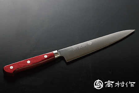 【高村作】鍔付スーパーゴールド ワインレッド柄 ペティ 150mm