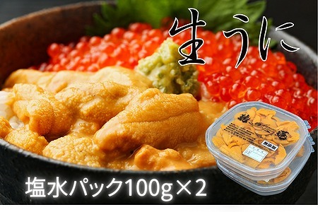 エゾバフンウニ塩水パック100g×2P(計200g)[11月上旬以降発送] F-61001