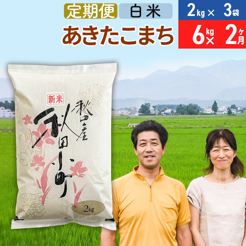 【ふるさと納税】《定期便2ヶ月》令和7年産 あきたこまち特別栽培米6kg（2kg×3袋）×2回 計12kg【白米】秋田県産あきたこまち2か月 2ヵ月 2カ月 2ケ月 秋田こまち お米 秋田