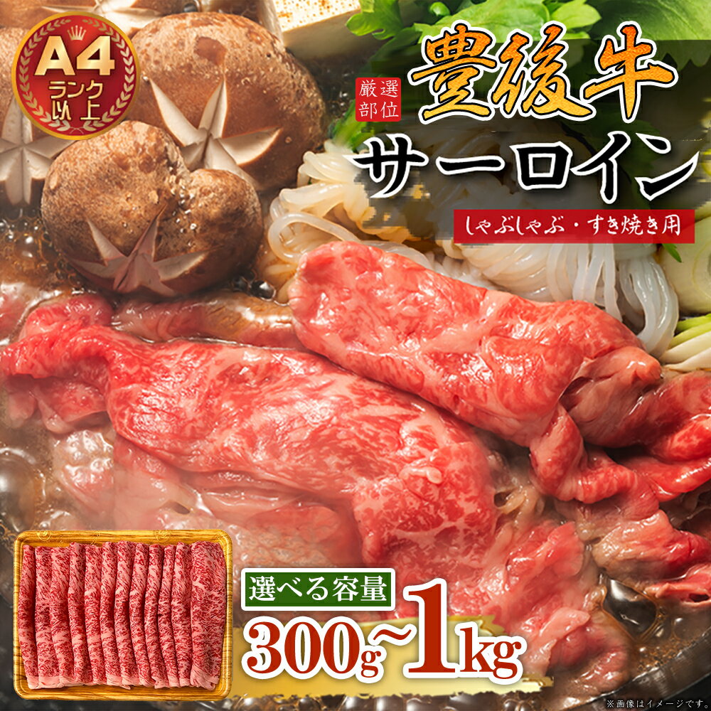【ふるさと納税】 【 厳選部位 】 豊後牛 サーロイン しゃぶしゃぶすき焼き用 300g～1kg＜選べる容量＞ 計300g(300g×1P) 計500g(500g×1P) 計1kg(500g×2P) しゃぶしゃぶ すき焼き サーロイン スライス 薄切り焼肉 肉 牛肉 国産 すき焼き 食品 おかず 大分県 姫島村 D18