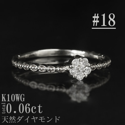 
                  ＜サイズ:18号＞K10WGフラワーデザインダイヤリング R4131DI-2【1766058】
                