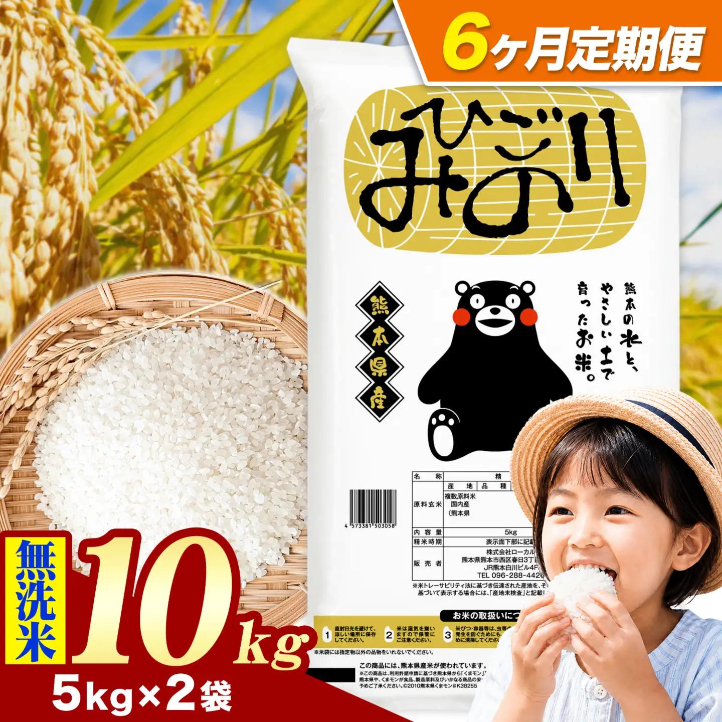 【6ヶ月定期便】ひごみのり 無洗米 熊本県産 ブレンド米 10kg 熊本県産 ふるさと納税  精米 米 こめ ふるさとのうぜい コメ お米 おこめ《お申込み翌月から出荷》