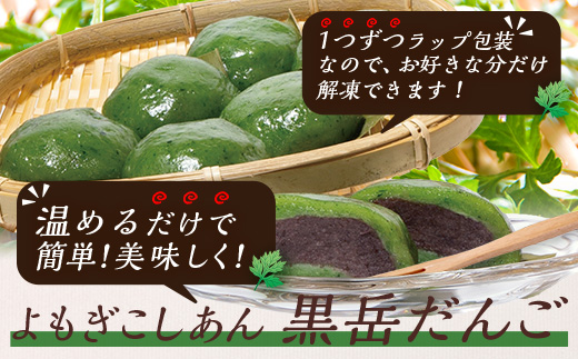 【定期便3ヶ月毎4回】だんご 黒岳だんご（6個入×5P）×4回［3か月毎配送］計120個 冷凍｜団子 和菓子 お菓子 あんこ こしあん よもぎ 米粉 手作り 個包装 大容量 もろっこはうす 宮崎県 諸