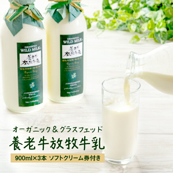 【ふるさと納税】【★高評価レビュー獲得！】オーガニック グラスフェッド 牛乳 放牧 有機 北海道 有機JAS認証 低温殺菌 ノンホモ製法 ソフトクリーム券 アイス チケット セット 牛乳瓶 瓶 養老牛 山本牧場 ふるさと納税 中標津 中標津【1300101】