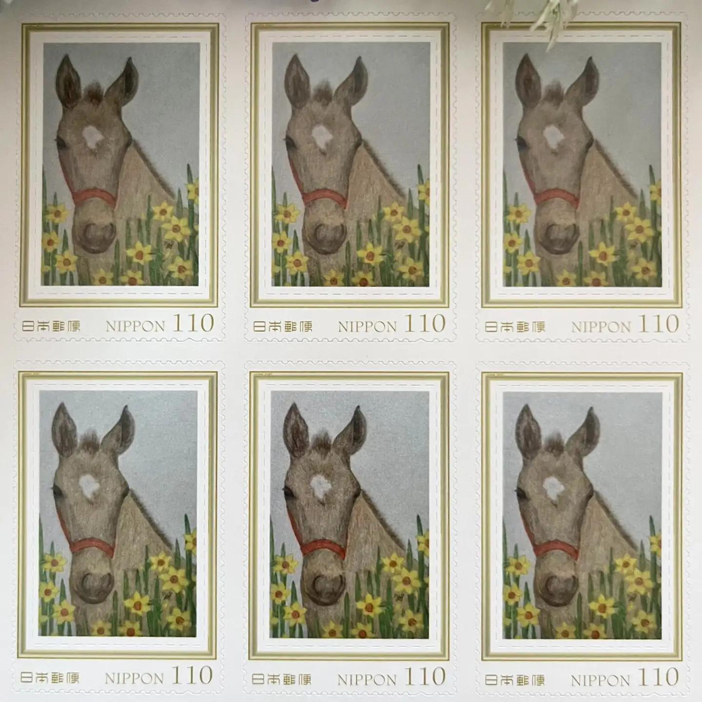 馬と花の切手3種セットB BIBN010 競馬ファン