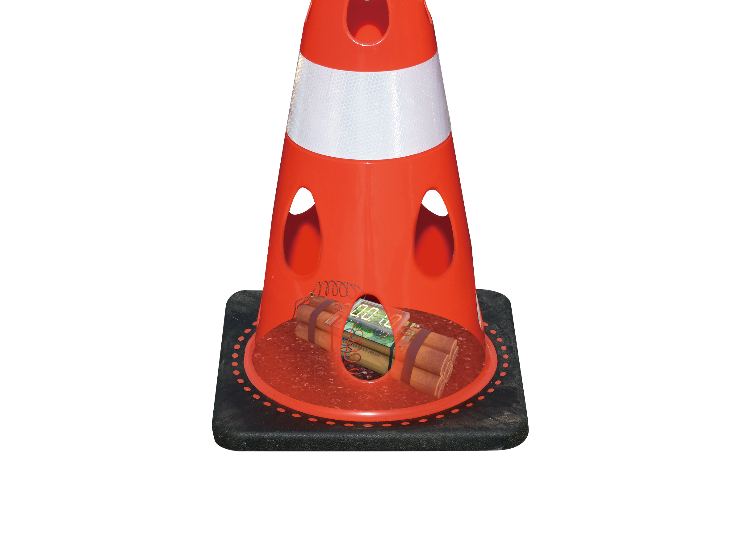 穴あきコーン　1個　ブルー ／ カラーコーン 選べる色 工事用 屋外用 倒れにくい 重り付き ウェイト一体型 割れにくい 駐車場用品 工事現場用品 安全対策用品 警告灯対応 SDGs配慮 風対策 千葉