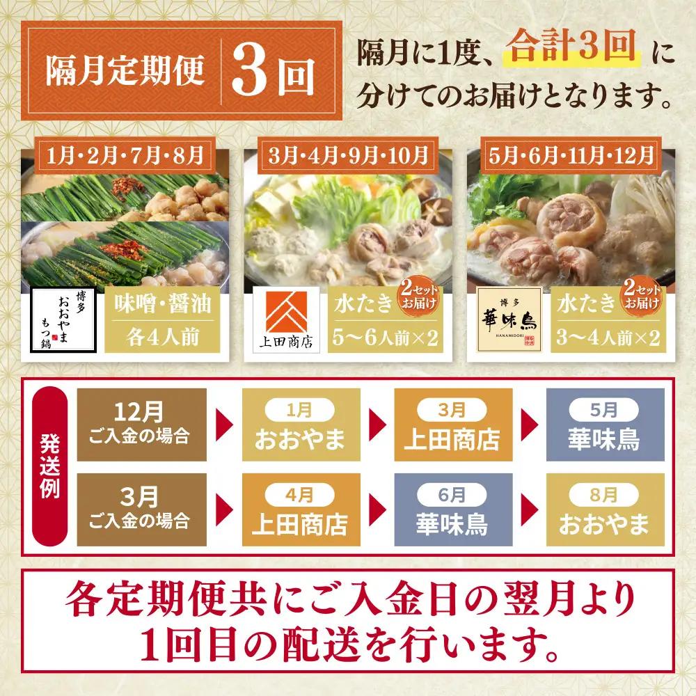 Y08-88 鍋大容量定期便！【隔月定期便（年3回発送）】もつ鍋 水炊き