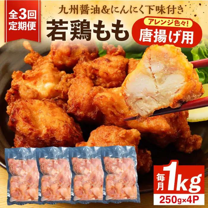 【全3回定期便】肉屋 若鶏 唐揚げ もも 1kg 小分け おかず 国産 鶏肉 VAJ013