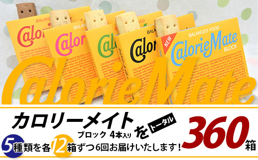 【6回定期便：合計360箱】 カロリーメイト ブロック 4本入り 5種類 各12箱 計60箱 【大塚製薬 定期便 チョコ バニラ メープル チーズ フルーツ 5大栄養素 徳島県 那賀町 非常食 常備食