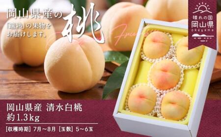 2026年 先行予約 岡山県産 清水 白 桃  約1.3kg 5～6玉（クール便） ｜ 桃
