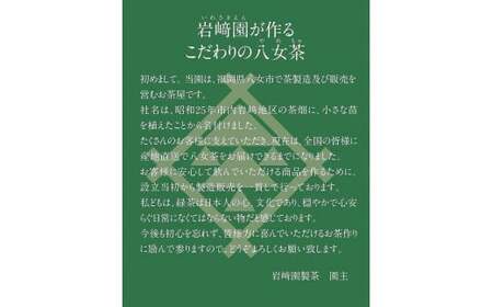 八女茶100％ 煎茶・深むし茶 違いを楽しむ上級茶飲み比べセット 100g×６袋＜岩崎園製茶＞　075-015