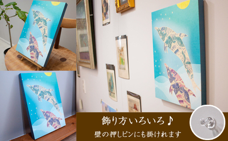 江リコの絵　飾るを楽しむパネル/A4サイズ No.631（イルカ）【アートパネル インテリア 壁掛け おしゃれ かわいい パネル デジタル画 プリント 画家 アート リビング 子ども部屋 ギフト 贈り