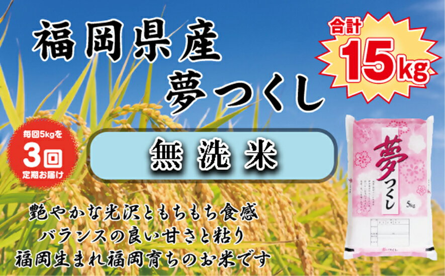 【ふるさと納税】【令和7年産新米先行予約】【定期便3か月】【無洗米】食味鑑定士厳選　 福岡県産夢つくし5kg（5kg×1）3ヶ月連続で！　計15kg_BZ-010