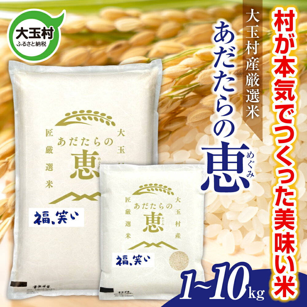 【ふるさと納税】 米 大玉村産厳選米「あだたらの恵」（品種：福、笑い） 1kg / 2kg / 3kg / 5kg /10kg 選べる容量 《 令和7年産 》｜ 福島 大玉村 お米 米作り 福、笑い 令和7年 精米 白米 こめ コメ ご飯 送料無料 大玉村農業振興公社 ｜ on-af-r7