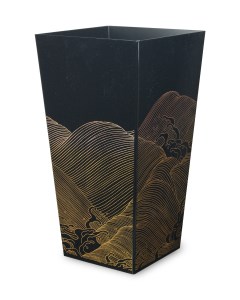 タツクラフト 蒔絵調 ダストボックス L角 9.5L 波ブラック