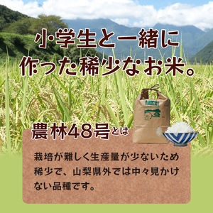 【令和6年度米】武川小学校5年生と作った よんぱち米（農林48号）5kg 米 令和6年度米 白米 武川小学校5年生と作った よんぱち米 5kg 農林48号 無農薬 有機肥料 幻の米 希少 数量限定 山