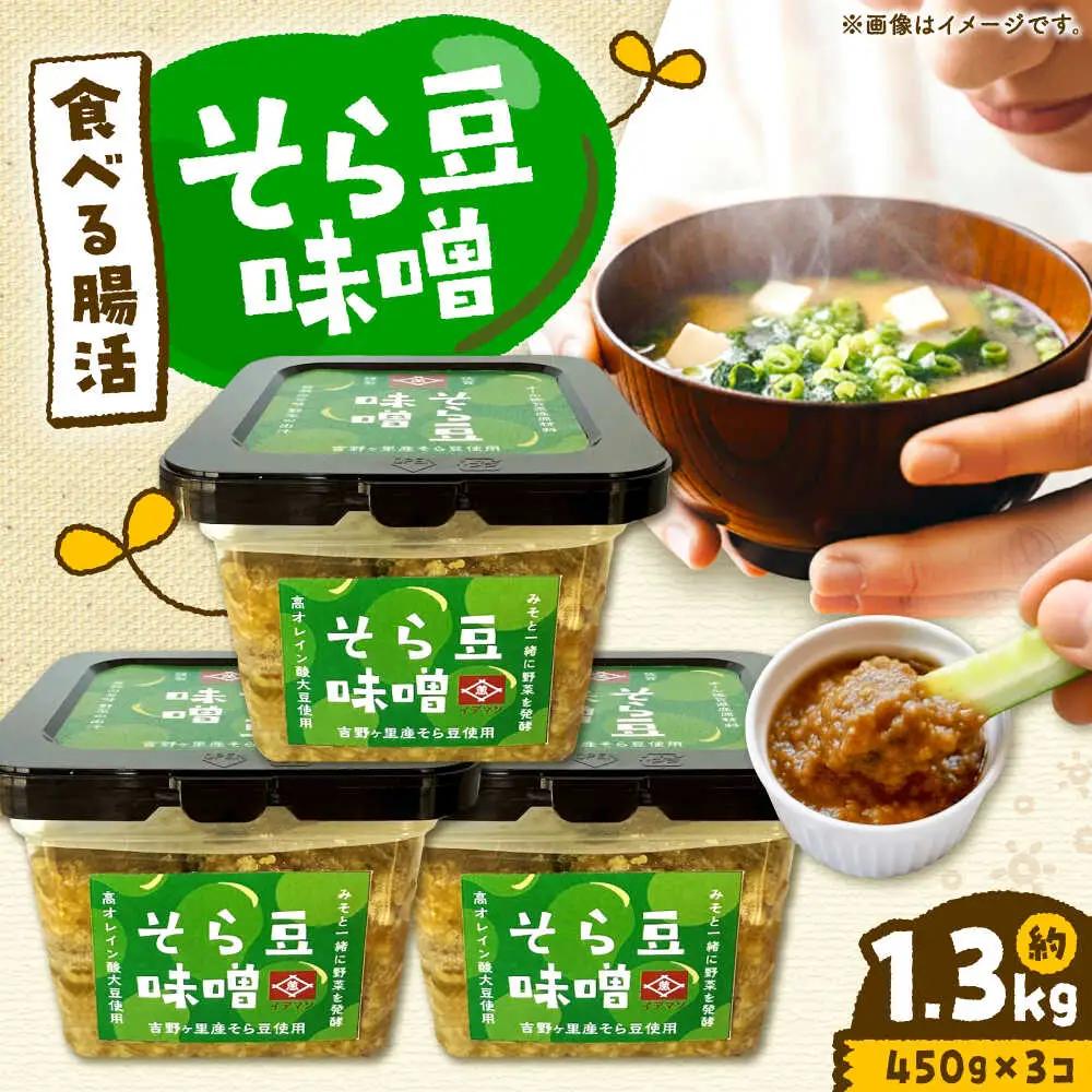 そら豆味噌 450g×3個 生みそ 高オレイン酸大豆 一の塩 そら豆 吉野ヶ里町/イデマン味噌醤油醸造元[FAF035]