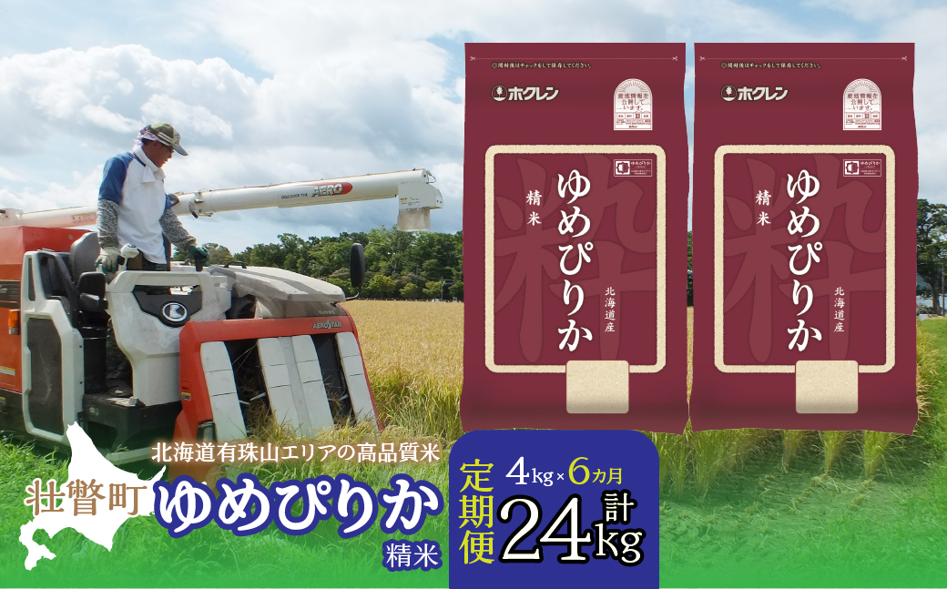 【令和6年産 6ヶ月定期配送】（精米4kg）ホクレンゆめぴりか（精米2kg×2袋） SBTD027