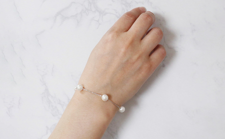 アコヤ 真珠 パール 5珠 ステーション ブレスレット シルバーチェーン 7.0-7.5mm 宇和海真珠 アクセサリー パールブレスレット アコヤ真珠 本真珠 ファッション フォーマル 冠婚葬祭 慶事