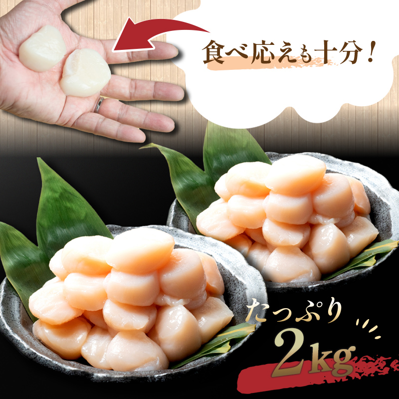 訳あり 生冷 ホタテ 2kg 500g × 4パック 訳あり品 フードロス 不揃い たっぷり 北海道 オホーツク 海鮮 貝柱 ほたて 帆立 ホタテ 貝 冷凍 F4F-4360