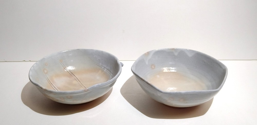 
                  萩焼 鉢 ペア 六角＆木の葉
                