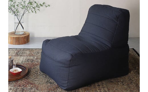 【a037】ビーズクッション　コンプ（インディゴ・デニム生地）【配送不可地域：沖縄県、離島】