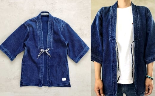 【大サイズ】BLUE SAKURA 刺し子着物 ジャケット（半袖）DNTSW07ID 着物 ジャケット モダンジャケット 上着 服  ファッション  岡山県 倉敷市