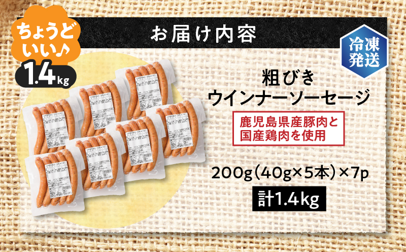 訳あり粗びきウインナーソーセージセット 計1.4kg　K161-017-04