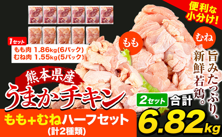 
            うまかチキン もも+むねハーフセット(計2種類) 合計6.82kg 3.41kg×2セット《7-14日以内に出荷予定(土日祝除く)》ふるさと納税 肉 とり とり肉 とりむね 鳥もも肉 小分けバック 鳥 とりもも 冷凍 定期 大容量 もも肉 簡易包装
          