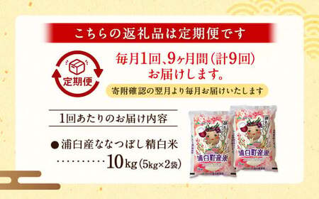 【9回定期便】浦臼産ななつぼし 精白米 10kg（5kg×2袋） | 米 お米 こめ コメ ブランド米 白米 精米 ごはん ななつぼし 定期 定期便 北海道産 浦臼産 北海道 浦臼町