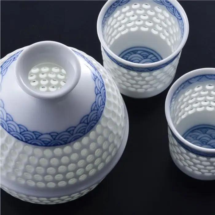 【波佐見焼】【特別な日に♪】水晶青海波 酒器 とっくり おちょこ セット 食器 皿 【丹心窯】 [AB02]  父の日 波佐見焼