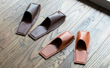 スリッパ KZ#436（ブラウン）OKAERI スリッパ（L/26.0-28.0cm）セミアニリンレザー製 スリッパ 靴 レザー 革 くつ ルームシューズ 雑貨 日用品 人気 おすすめ 広島県福山市/