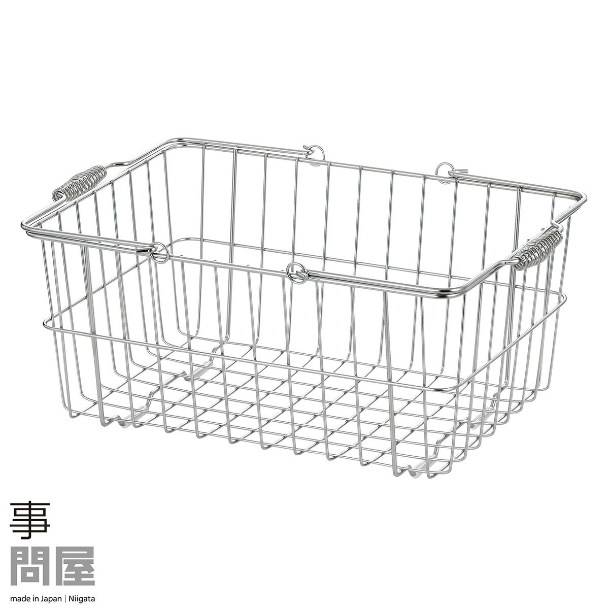 【ふるさと納税】[家事問屋] 取って付きバスケット 中 ハンドル付 タオル収納 ステンレス製 キッチン用品 ランドリー用品 燕三条製 下村企販 新生活【020S068】