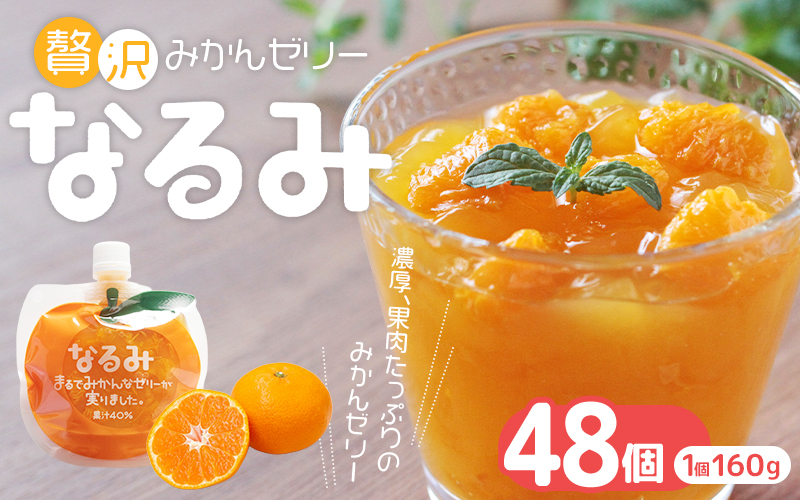 果肉入り 贅沢 みかんゼリー なるみ 160g×48個 化粧箱なし / ゼリー ミカンゼリー フルーツゼリー みかん ミカン 蜜柑 果物ゼリー フルーツ 果物 くだもの 柑橘 デザート おやつ シャーベット 三重県 熊野市【kmkn0072】