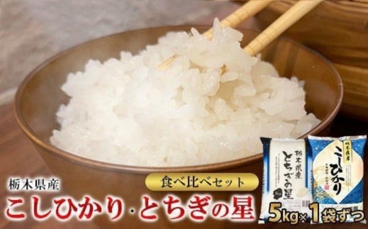 【令和7年産】栃木県こしひかり・とちぎの星食べ比べセット（精米・5kg×1袋ずつ）　※離島への配送不可
