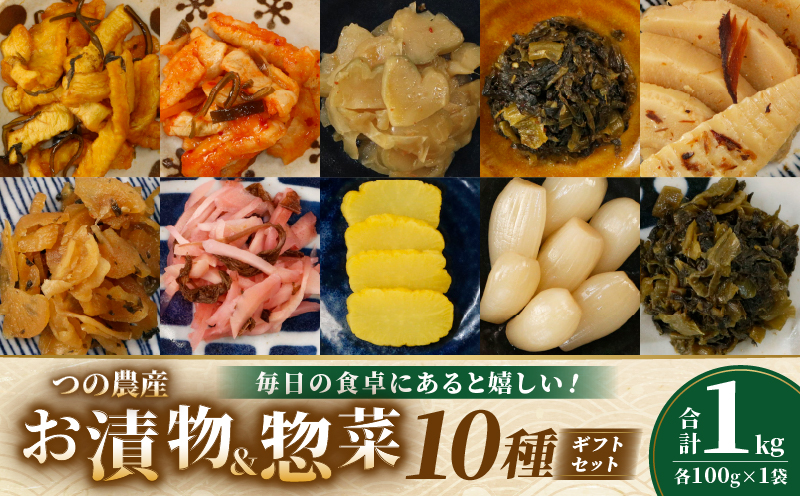 【2週間以内発送】お漬物＆惣菜10種のギフトセット(合計1kg) 漬物 おかず 野菜 加工品 国産_T037-0085
