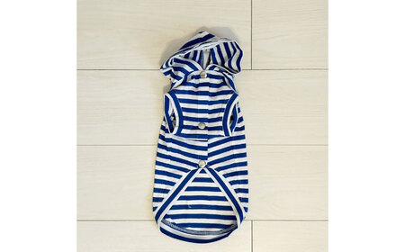 ボーダーパーカー ホワイト×ブルー（ワンちゃん用） （SS/S/MM/Mサイズ） / ドッグウェア ペット用品 犬用 服 お揃い ボーダー / 佐賀県 / Canis Lupus[41AAAN014]