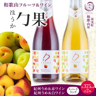 ふるさと納税 湯浅町 勹果 ほうか 紀州うめ&amp;スパークリングワイン 赤白2種セット 375ml 各1本 湯浅ワイナリー