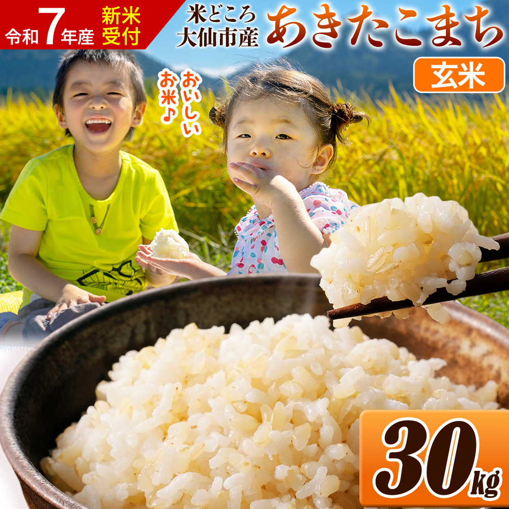 ＜令和7年産 新米受付＞米【玄米】米どころ秋田県大仙市産 あきたこまち 30kg（30kg×1袋）