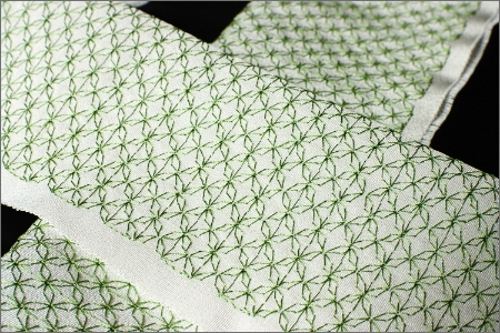 刺繍半衿（半襟）グリーン