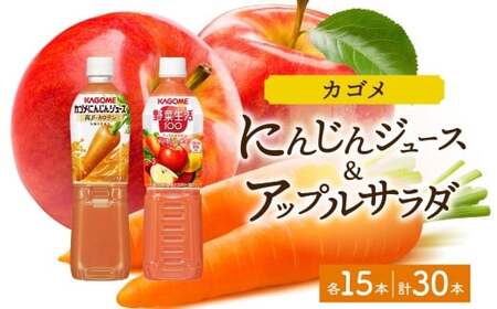 カゴメ 高β-カロテン にんじんジュース 野菜生活100 アップルサラダ 720ml PET 2種 各15本 計30本 野菜ジュース 野菜 果実 ジュース にんじん ミックスジュース フルーツジュース 果物 飲料 お取り寄せ ギフト ペットボトル KAGOME 送料無料 那須塩原市 ns039-003