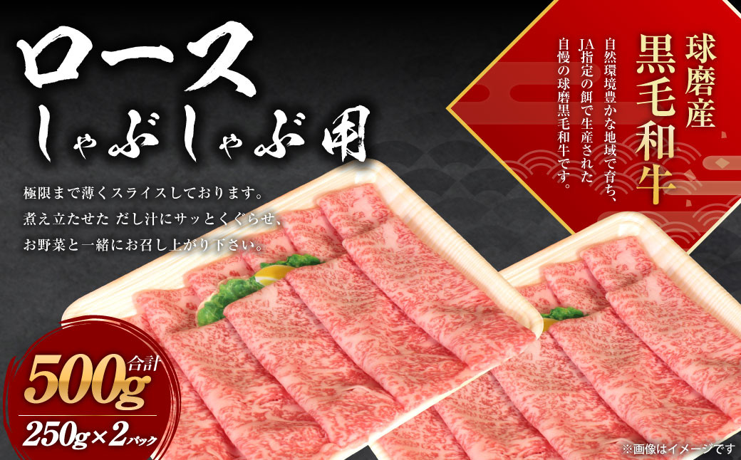 
球磨産 黒毛和牛 ロース しゃぶしゃぶ用 500g (250g×2パック)
