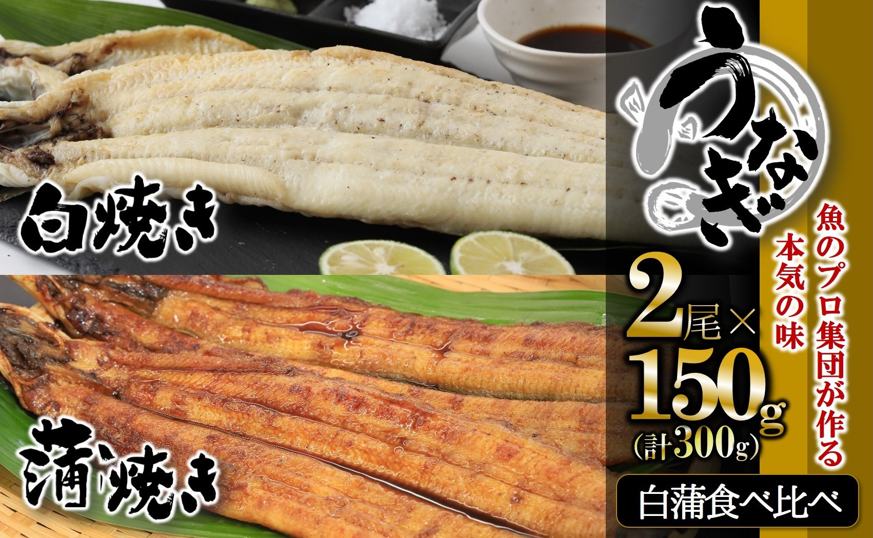 
                  【活うなぎ・一色産】蒲焼き×白焼き 食べ比べセット（各１尾×150g）36-26
                