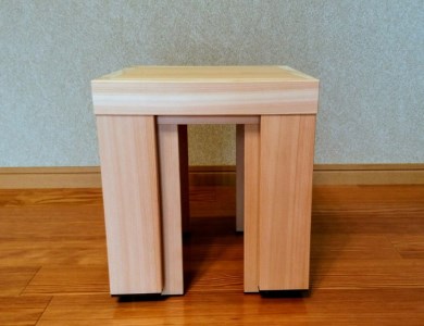 木の香アート『まどころ』 桧の多用途二連スツール  