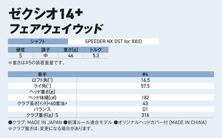 ゼクシオ 14＋ フェアウェイウッド【4/S】《2025年モデル》ゴルフボールセット_GY-C702-4S